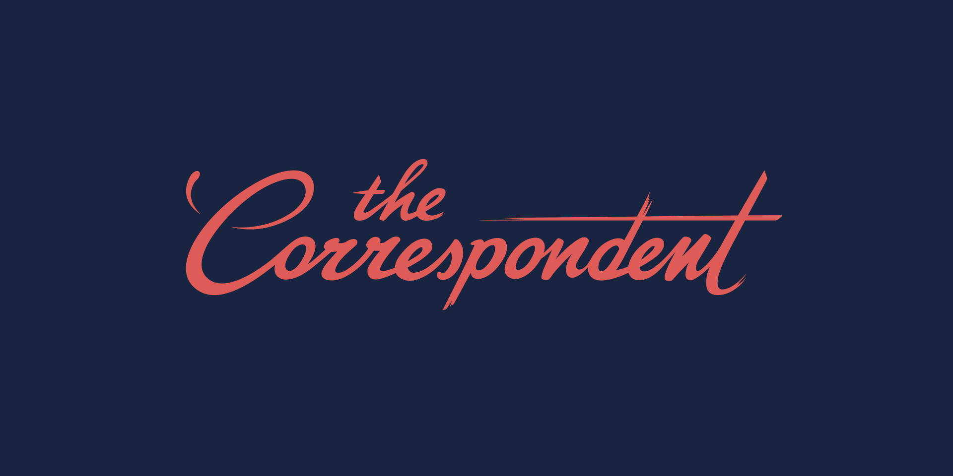 Rood geanimeerd logo van The Correspondent tegen een donkerblauwe achtergrond