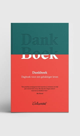 De cover van het Dankboek, het dagboek voor een gelukkiger leven.