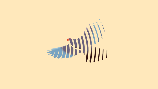 Illustratie van vogel opgebouwd uit geluidsgolven