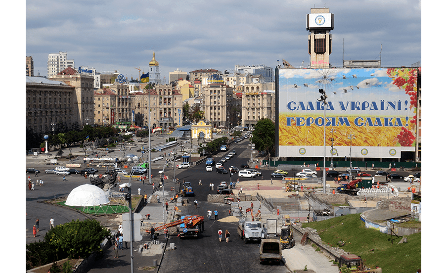 Augustus 2014: Het Onafhankelijkheidsplein in de Oekraïense hoofdstad Kiev, het centrum van de protesten. Foto: Floris Akkerman