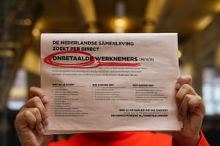 onbetaald werk krant advertentie