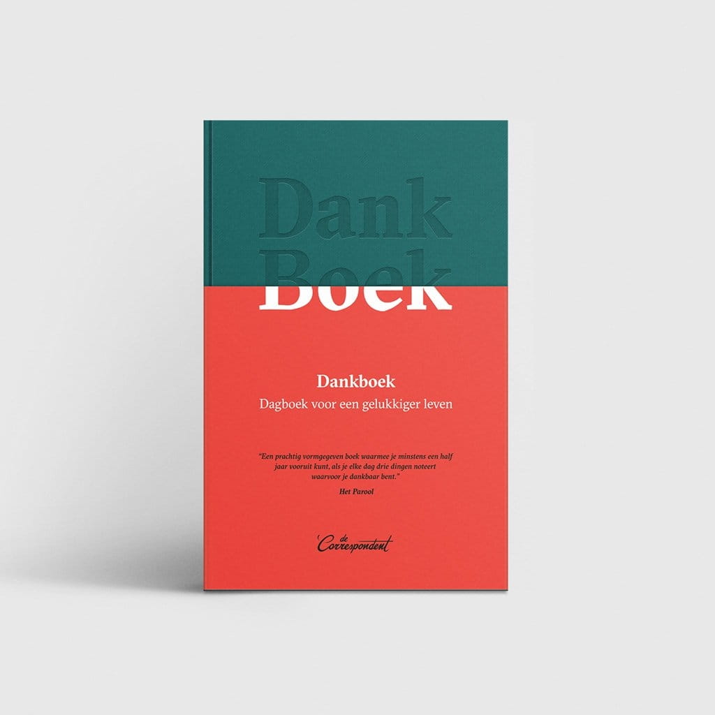 De cover van het Dankboek, het dagboek voor een gelukkiger leven.