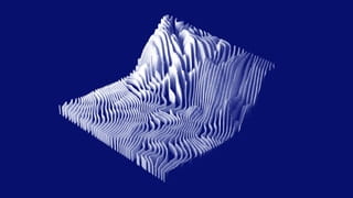 3D visualisatie van geluidsgolven die een landschap vormen 