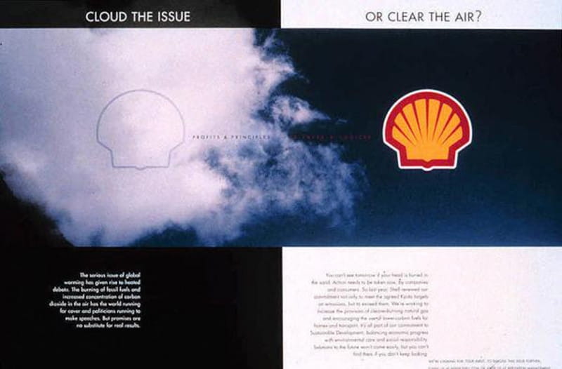 ‘Is het verbranden van fossiele brandstoffen.. een serieuze bedreiging of een boel hete lucht?’ Dat waren de vragen die centraal stonden in deze advertentie uit 2003.
