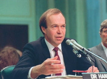 De klimaatwetenschapper James Hansen in 1988.