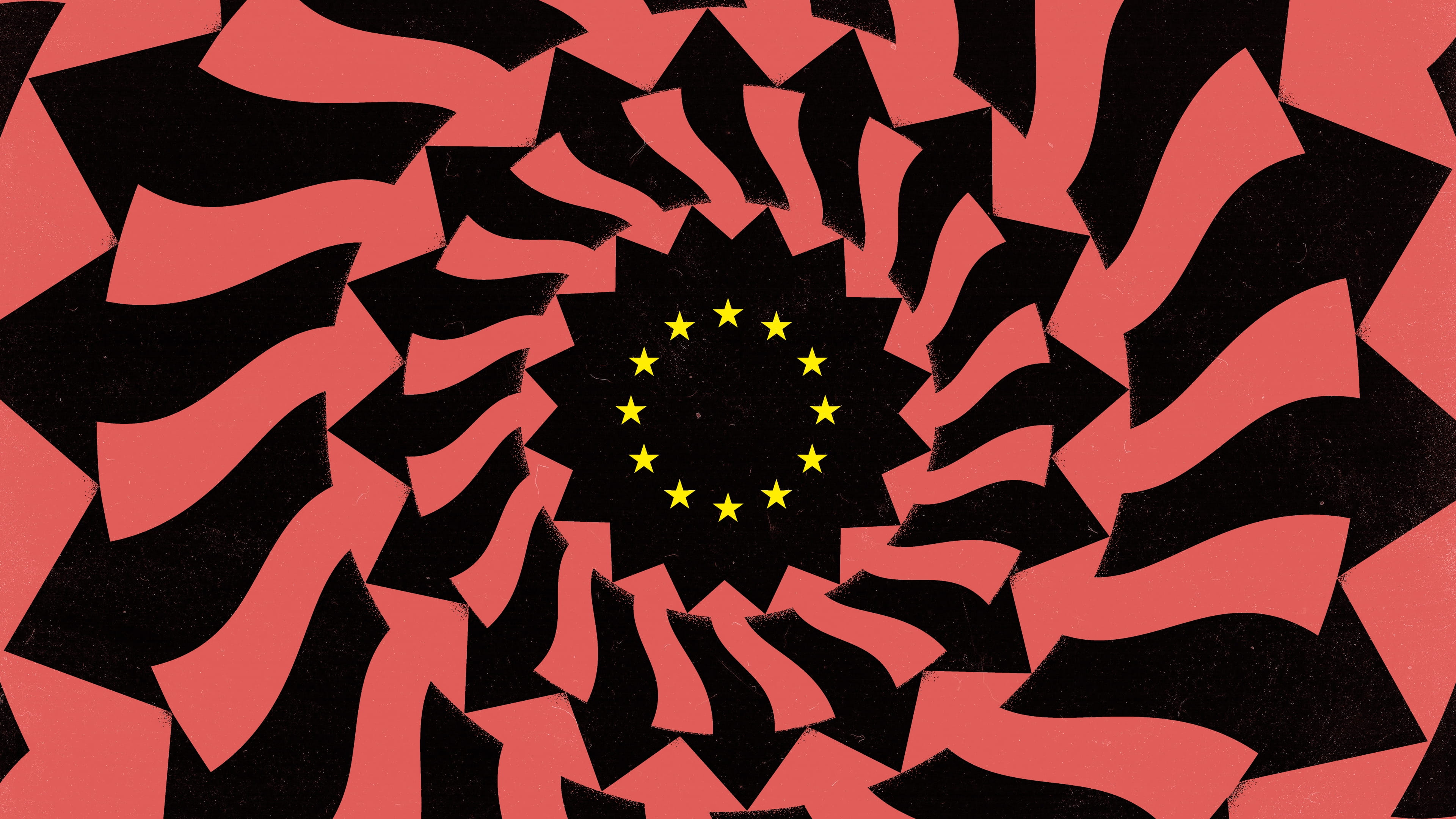 Optisch patroon van pijlen die vanen naar naar de sterren van de EU wijzen