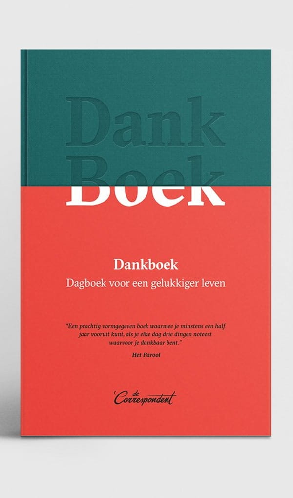 De cover van het Dankboek, het dagboek voor een gelukkiger leven.