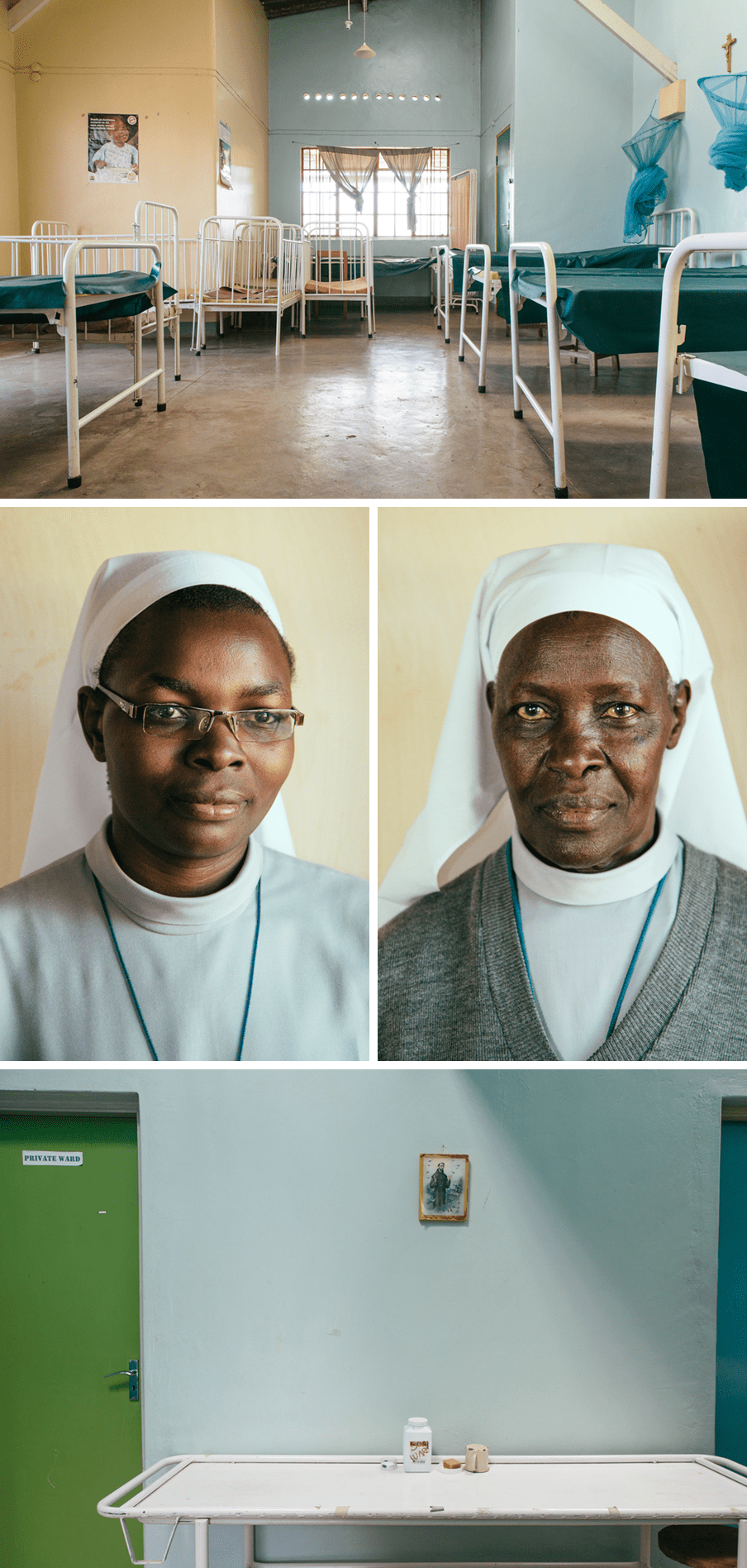 Portretten in het midden vlnr: zuster Dorus en zuster Delphina. Foto’s: Michiel Cotterink