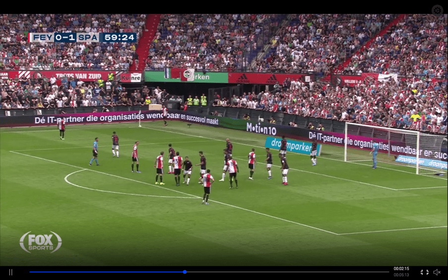 Screenshot van een corner van Feyenoord tegen Sparta (1).