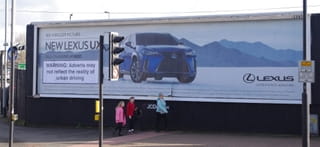 Warning: Adverts may not reflect the reality of urban driving. Beeld Brandalism