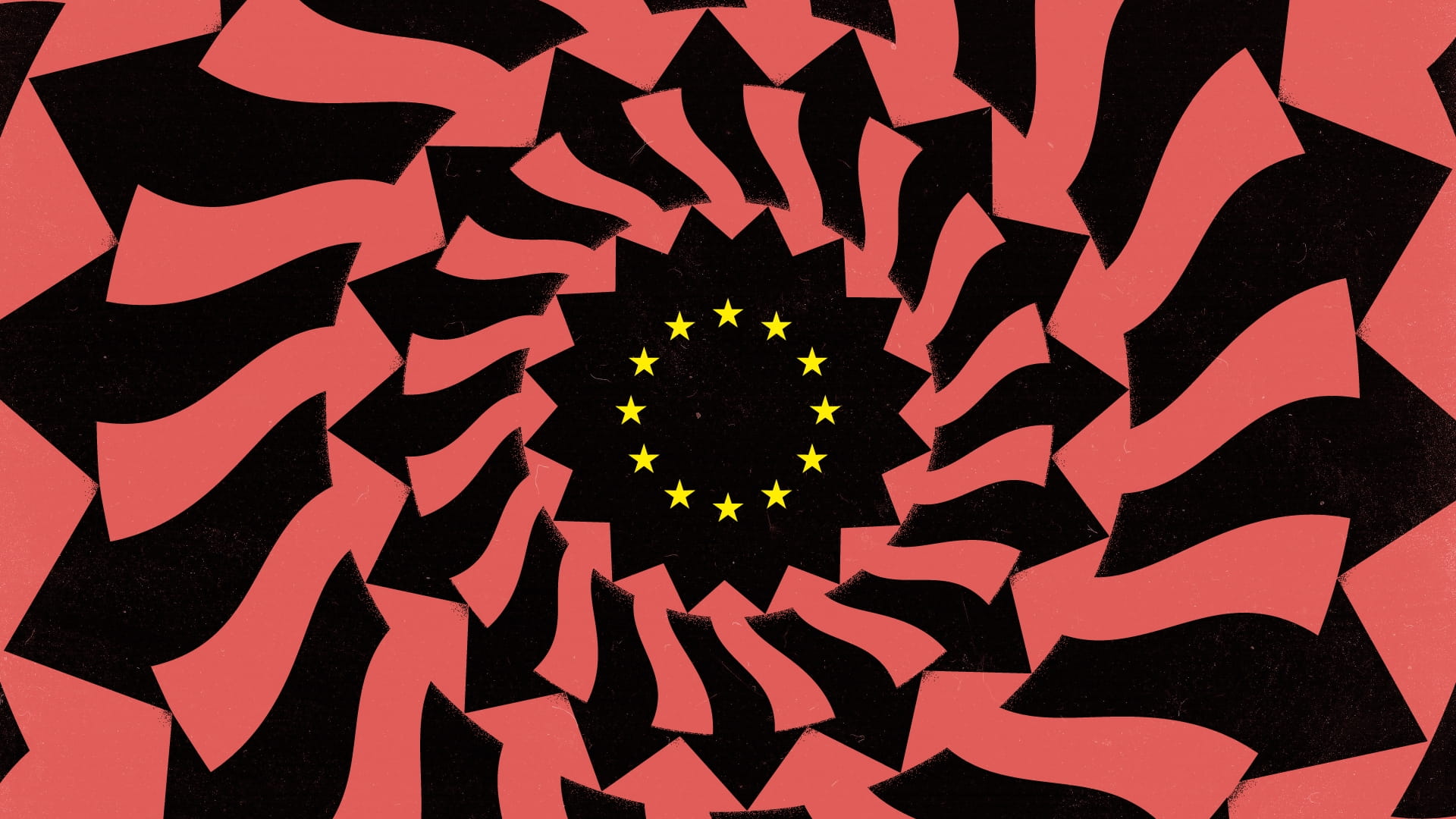 Optisch patroon van pijlen die vanen naar naar de sterren van de EU wijzen